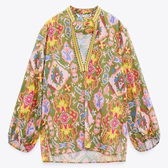 Zara Colorful embroidered collar blouse - Picture 1 of 7